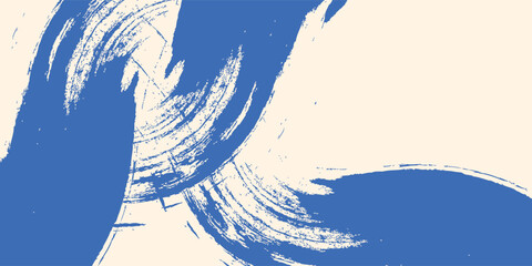 Obraz premium Grainy modern blue spiral brush stroke with spray texture. Hand drawn distress damaged edge vintage simple art modern abstract