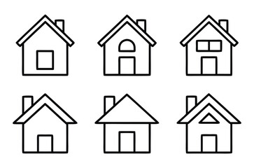Collection home icons. House symbol. Set of house outline vector illustration