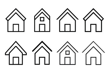 Collection home icons. House symbol. Set of house outline vector illustration