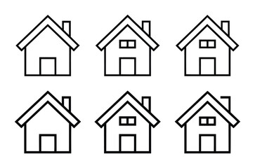 Collection home icons. House symbol. Set of house outline vector illustration