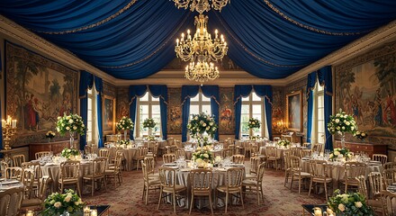 Fototapeta premium Imperial style wedding room with opulent decor
