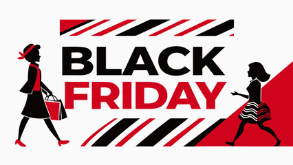 Black Friday Shopping Announcement Banner Featuring Elegant Silhouettes 