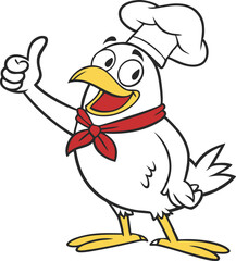 Cock illustration vector design in white background, Cock icon design, Chef Chicken illustration vector design