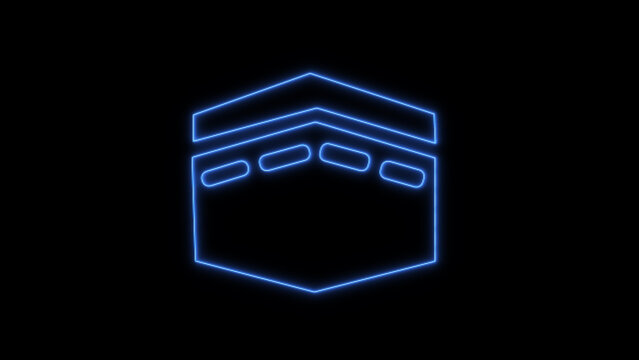 blue neon kaaba on black background clip art preview