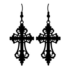 Silhouette of baroque cross earrings, religious jewelry with historical influence