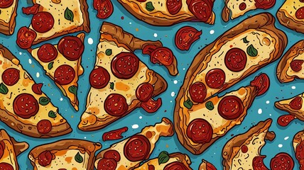 seamless background with pizza