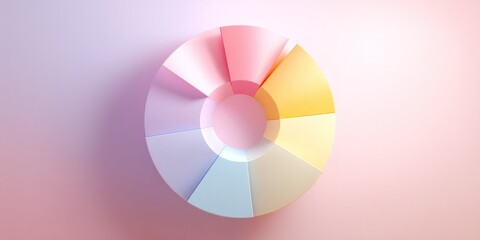 Pie chart with colorful segments on pastel background, data visualization and analysis