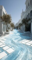 Fototapeta premium Whitewashed street, flowing water
