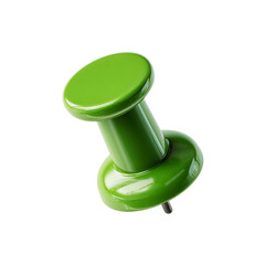A vibrant green push pin isolated a simple office supply