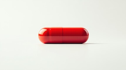 Red capsule on sterile studio background during daytime
