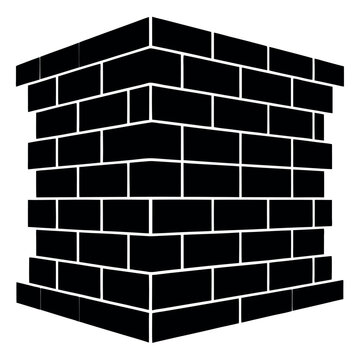 Vector art of black brick wall corner texture isolated on white background