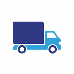 Fototapeta premium A illustration of a blue delivery truck on a white background