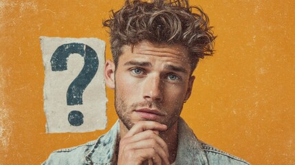 Thoughtful man with a question mark above his head.