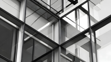 Obraz premium Abstract High Contrast Photograph of Geometric Glass and Steel Architectural Elements