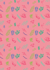 Seamless pink vector pattern with birds and flowers is a beautiful floral decoration design