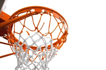 Close-up of an orange basketball hoop net