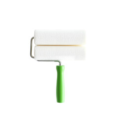 Obraz premium A bright green handled paint roller with two white rollers stacked vertically isolated on transparent background