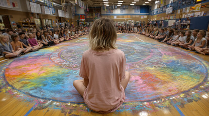Vibrant classroom scene with children engaged in creative art activity collaborative learning colorful artwork focused students and engaging educational environment