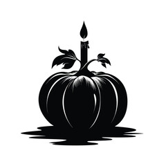 Vector silhouette set of Halloween Pumpkin with Candle Inside isolated in White background, silhouette Set, Halloween theme, Vector illustration 