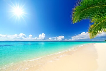Fototapeta premium tropical beach with palm trees