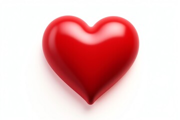 A vibrant, glossy red heart isolated on a white background.  Perfect for Valentine's Day, love, or romantic themes.