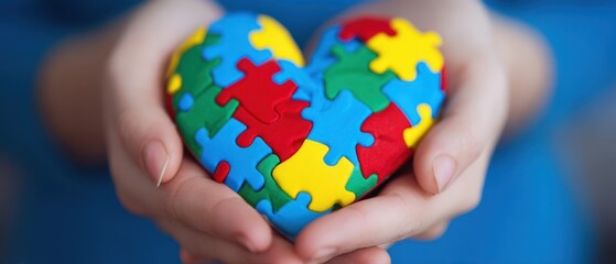 The heart-shaped puzzle symbolizing love and support for autism awareness