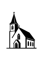 Simple architectural church sketch in black