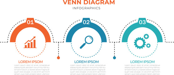 Timeline infographic design with circle for business template. Vector 3 steps.