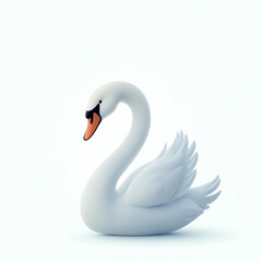 Fototapeta premium Elegant white swan, digitally rendered, isolated on white background. Perfect for design projects needing a graceful, serene image.