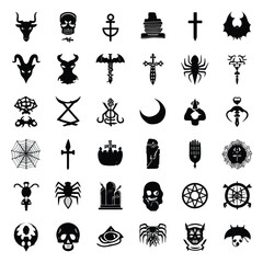 Vector silhouette set of Halloween Rune Symbols isolated in White background, silhouette Set, Halloween theme, Vector illustration 