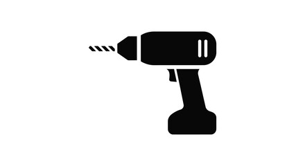 Black and white illustration of a cordless drill for construction and repair