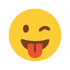 Fototapeta premium Winking emoji with tongue sticking out is perfect for social media, messaging apps, playful designs, and casual, fun marketing content.