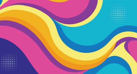Colorful Abstract Wavy Background with Retro Style and Vibrant Color Palette