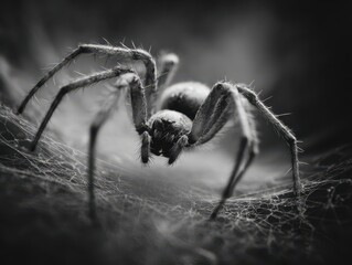 Close-up view of a spider on its web.