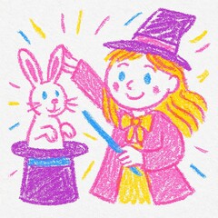 Girl in Magician Outfit with Rabbit