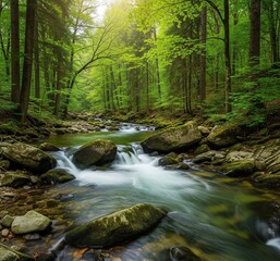 Obraz premium stream in the forest