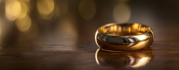 The Elegant Gold Ring Reflecting Love and Commitment on a Wooden Surface