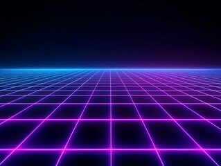 Abstract Neon Grid Landscape with Digital Futuristic Sci Fi Theme