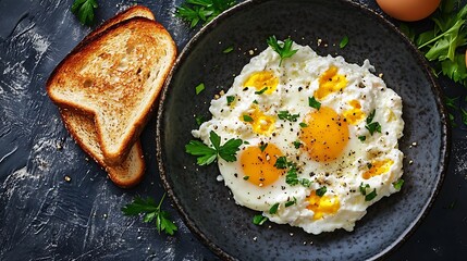 A leisurely meal with scrambled eggs and toast