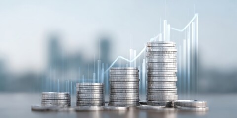 The stacked coins illustrating financial growth and investment trends in modern economy