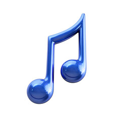  3d Rendering Blue Music Note isolated on white background
