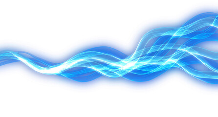 Naklejka premium Smooth Flowing Neon Blue Light Waves in Motion
