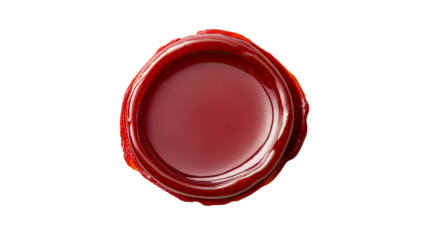 Red wax seal stamp with detailed texture and vintage design isolated on white background

