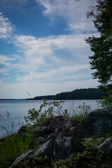 Calm and tranquility summer lake landscape