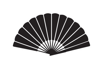 Japanese or Chinese Hand Fan Solid Black Silhouette Vector