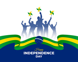 Happy Independence Day Brazil. 7 September. Holiday concept. Template for background with banner, poster and card. Vector illustration. 
