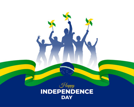 Happy Independence Day Brazil. 7 September. Holiday concept. Template for background with banner, poster and card. Vector illustration. 