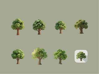 Obraz premium set of treessunrise ilustrasion 