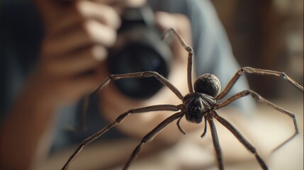 Close-up view of a large spider.