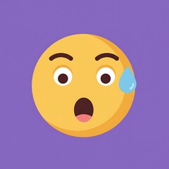 Fototapeta premium Cartoon emoji with single tear and shocked eyes